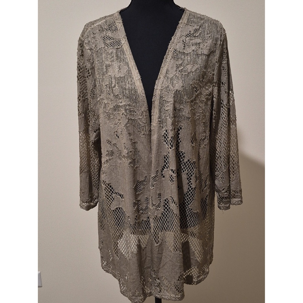 Kimono Duster Cardigan Womens Lg Olive Lace Cottagecore Gypsy Whimsigoth Boho